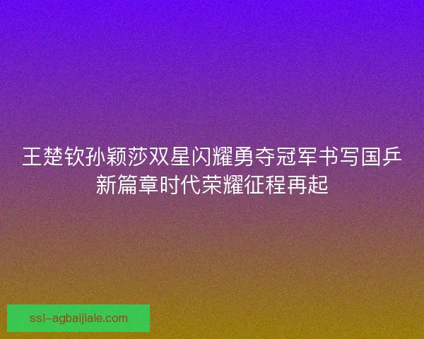 王楚钦孙颖莎双星闪耀勇夺冠军书写国乒新篇章时代荣耀征程再起