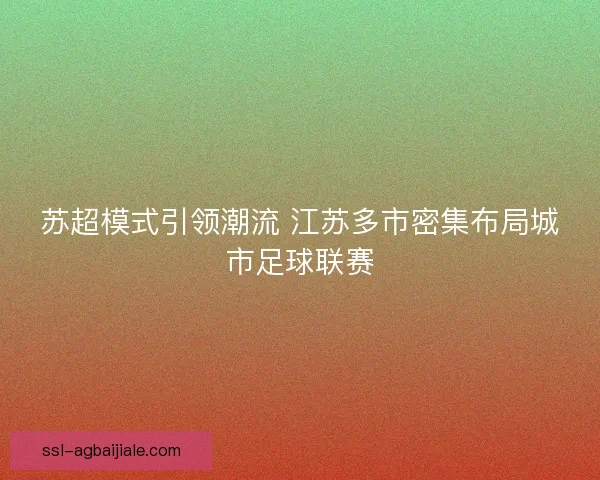 苏超模式引领潮流 江苏多市密集布局城市足球联赛